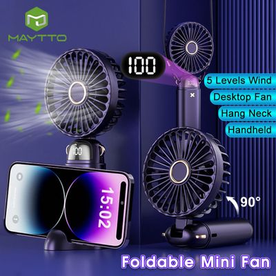 Portable Rechargeable Mini Fan with LED Digital Display – 3 Speed Modes, USB Powered, Phone Stand Feature_img_3