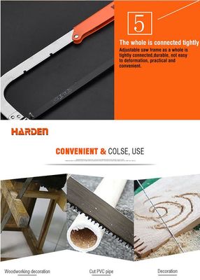 HARDEN Adjustable Hacksaw Frame (10"-12"); Professional Adjustable Hacksaw frame \w Blade; 610703_img_7