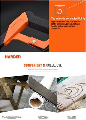 HARDEN 12” Square Hacksaw Frame, Aluminium D Type Handle, High Tension Hacksaw Frame with Front Grip, 45° and 90° Cutting Angle Design, Professional  quality; 610705_img_6