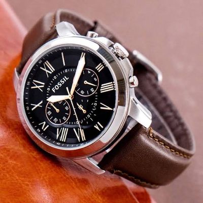 Fossil Grant FS4813 Men’s 44 mm Black Dial Chronograph – Brown Leather Strap_img_1