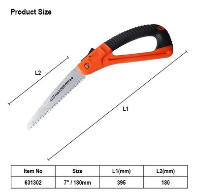 HARDEN 7" Foldable Saw, Soft TPR Handle, High quality fold small hand pruning saw, portable woodworking tree cutting wood for cutting trees; 631301_img_2