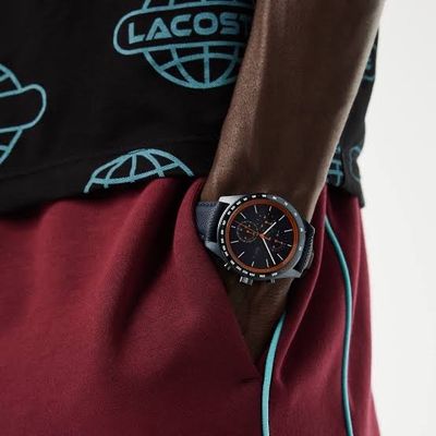 Lacoste Apext 2011297 Men’s 44 mm Blue Racing Chronograph – Leather Strap_img_1