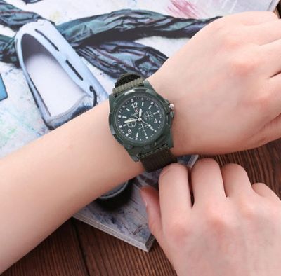 Fabric Canvas Strap Casual Cool Sport Round Dial Wrist Watch_img_5