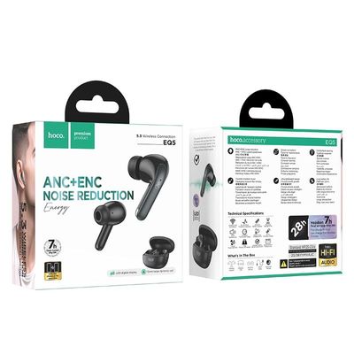 HOCO EQ5 ANC+ENC Bluetooth 5.3 Wireless Earphone – Black Color_img_1