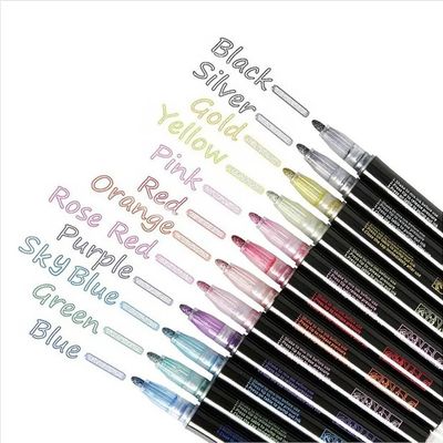 Double line contour pen 8 color graffiti pen metal greeting card pen_img_1