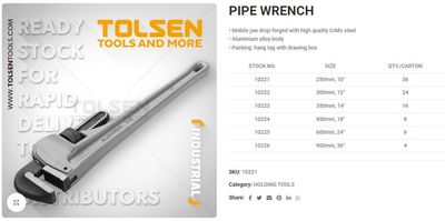 TOLSEN Lightweight Industrial Solid Aluminum Pipe Wrench ( 10" | 12" | 14" | 18" | 24" | 36" | 48" )_img_9