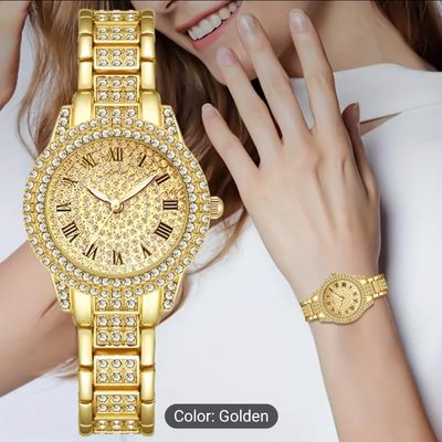 Elegant Rhinestone Watch and Bracelet Set - Luxury Quartz Movement, Non, Round Case, Alloy Band, Dial with Roman Numerals, Perfect for Ramadan Gift 29_img_0