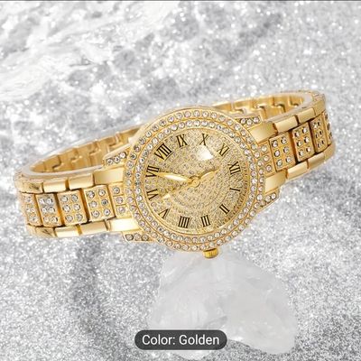Elegant Rhinestone Watch and Bracelet Set - Luxury Quartz Movement, Non, Round Case, Alloy Band, Dial with Roman Numerals, Perfect for Ramadan Gift 29_img_3