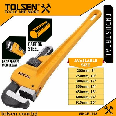 TOLSEN Heavy Duty Pipe Wrench ( 8" | 10" | 12" | 14" | 18" | 24" | 36" ) High quality Carbon Steel_img_0