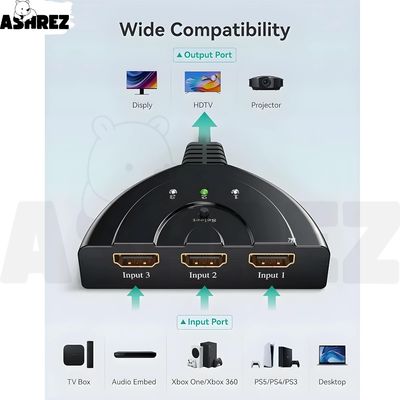 4K HDMI Switch 3-in-1 Out with Pigtail Cable - Black_img_2
