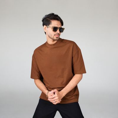 Solid Coffee Oversized Tshirt_img_0