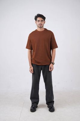 Solid Coffee Oversized Tshirt_img_1