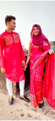 Saree & Panjabi Combo Dress for Couple_img_1