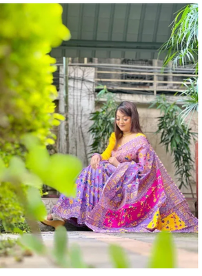 Fashionable New Design Multicolor White Skin Print Sari - Gorgeous Design Saree For Women - Half Silk Tangail Tat Saree - Perfect for All Occasions_img_3