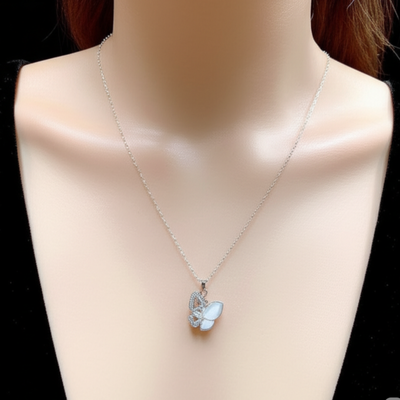 Fantasy Colorful Acrylic Butterfly Pendant Necklace For Womens_img_0