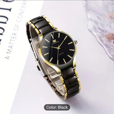 2 pcs of Elegant Quartz Couple Watch Set, Classic British Style, Fashionable Business Watches for Men And Women, Round Alloy Case, Non-Rechargeable Battery, Fashion Accessories (Excluding Watch Box) 32_img_2