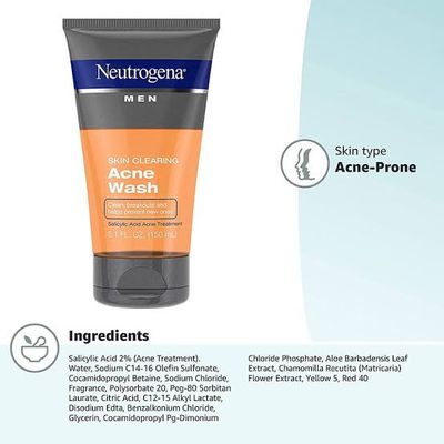 Neotrogena Men Skin Clearing Acne Wash – 150ml_img_1