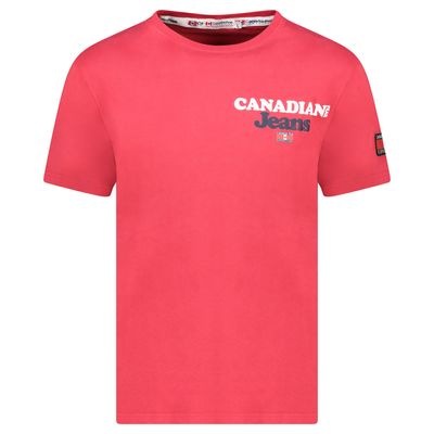 - T-Shirt Col Rond avec Drapeaux et Impressions Rouge_img_0