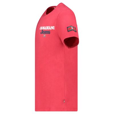 - T-Shirt Col Rond avec Drapeaux et Impressions Rouge_img_1