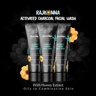 Rajkonna Activated Charcoal Facial Wash with Honey Extract 100ml – Deep Cleansing & Oil Control Face Wash -8944000574555_img_5