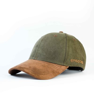 Episodes Olive Solid Contrast Suede Cap