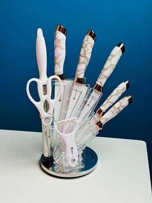 Grain Rain Knife Set With Revolving Stand – 8pcs