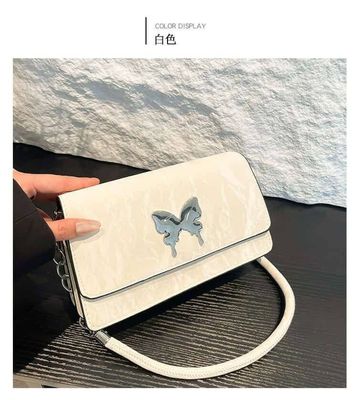 Butterfly Embellished Ladies Underarm Bag Double Chain Tote PU Women Large Capacity Shoulder Bags_img_2
