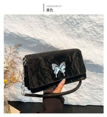 Butterfly Embellished Ladies Underarm Bag Double Chain Tote PU Women Large Capacity Shoulder Bags_img_4