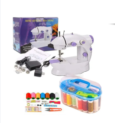 8 in 1 Mini Sewing Machine - Dual Speed Portable Mini Electric Pedal Double Threads Rewind Swing Machine_img_0
