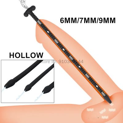 Male Hollow Urethral Catheter Urine Urethra Sounding Silicone Penis Plug Dildo Dilator Ejaculation Delay Sex Toys for Men Adults_img_0