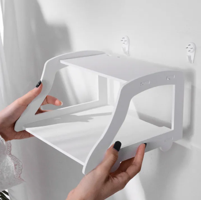 2 Layer New Metal Wifi Router Stand Double Layer Wall Mounted Home decorator - (Black)_img_4