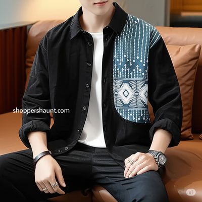 Premium black block design shirt 1015_img_0