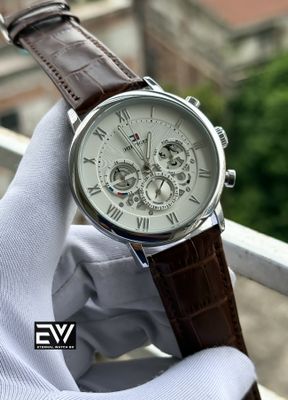HILFIGER BROWN BELT WHITE DIAL SILVER CASE_img_0