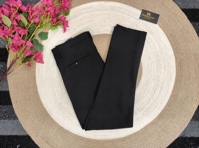 Formal solid Black pant -chaina fabric_img_0