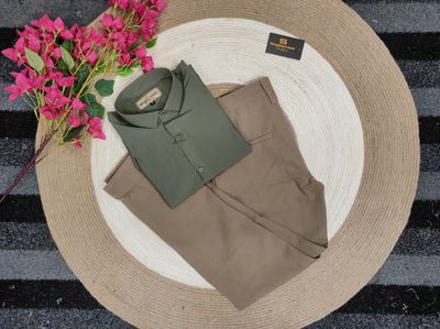 Formal Brown pant with Olive shirt_img_0