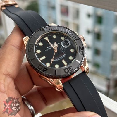 Rolex Yacht Master | Silicon Strap | Rose gold with black dial bezel_img_3