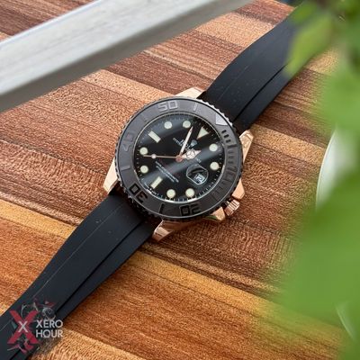 Rolex Yacht Master | Silicon Strap | Rose gold with black dial bezel_img_5