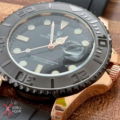 Rolex Yacht Master | Silicon Strap | Rose gold with black dial bezel_img_6