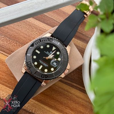 Rolex Yacht Master | Silicon Strap | Rose gold with black dial bezel_img_7