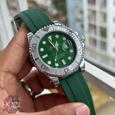 Rolex Yacht Master | Silicon Strap | Silver with Green belt dial_img_0