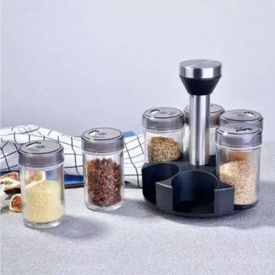 DS2135 6-Jar Seasoning Organizer Holder Rotation Shelf Tower Revolving Spice Spice Organizer With 6 Spice Jars_img_0
