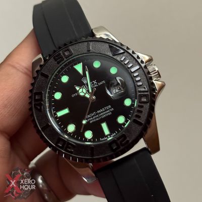 Rolex Yacht Master | Silicon Strap | Silver Body Black bezel dial_img_1