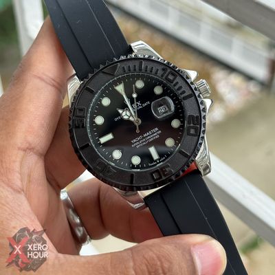Rolex Yacht Master | Silicon Strap | Silver Body Black bezel dial_img_2