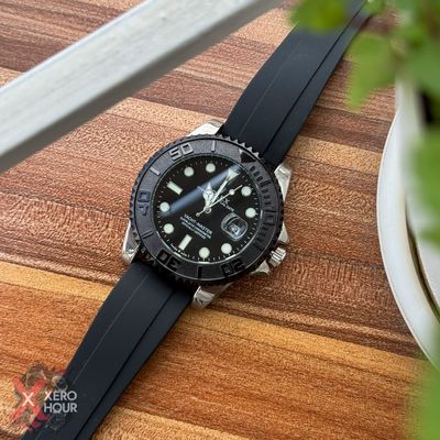Rolex Yacht Master | Silicon Strap | Silver Body Black bezel dial_img_5