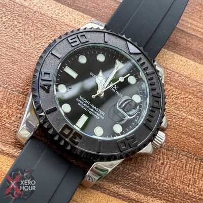 Rolex Yacht Master | Silicon Strap | Silver Body Black bezel dial_img_6