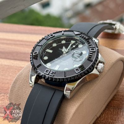 Rolex Yacht Master | Silicon Strap | Silver Body Black bezel dial_img_9