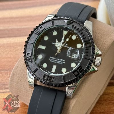 Rolex Yacht Master | Silicon Strap | Silver Body Black bezel dial_img_10