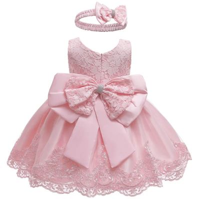 Baby Girls Princess Lace Bow Party Dress with Headband (0 to 4 years)_img_4