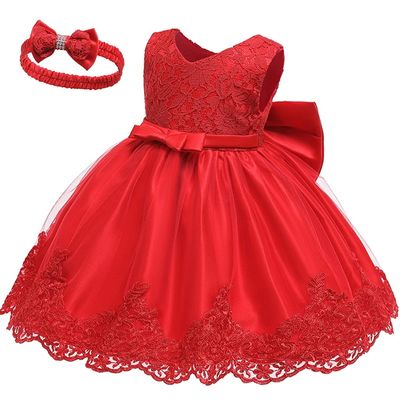 Baby Girls Princess Lace Bow Party Dress with Headband (0 to 4 years)_img_7