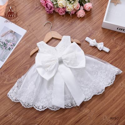 Baby Girls Princess Lace Bow Party Dress with Headband (0 to 4 years)_img_12